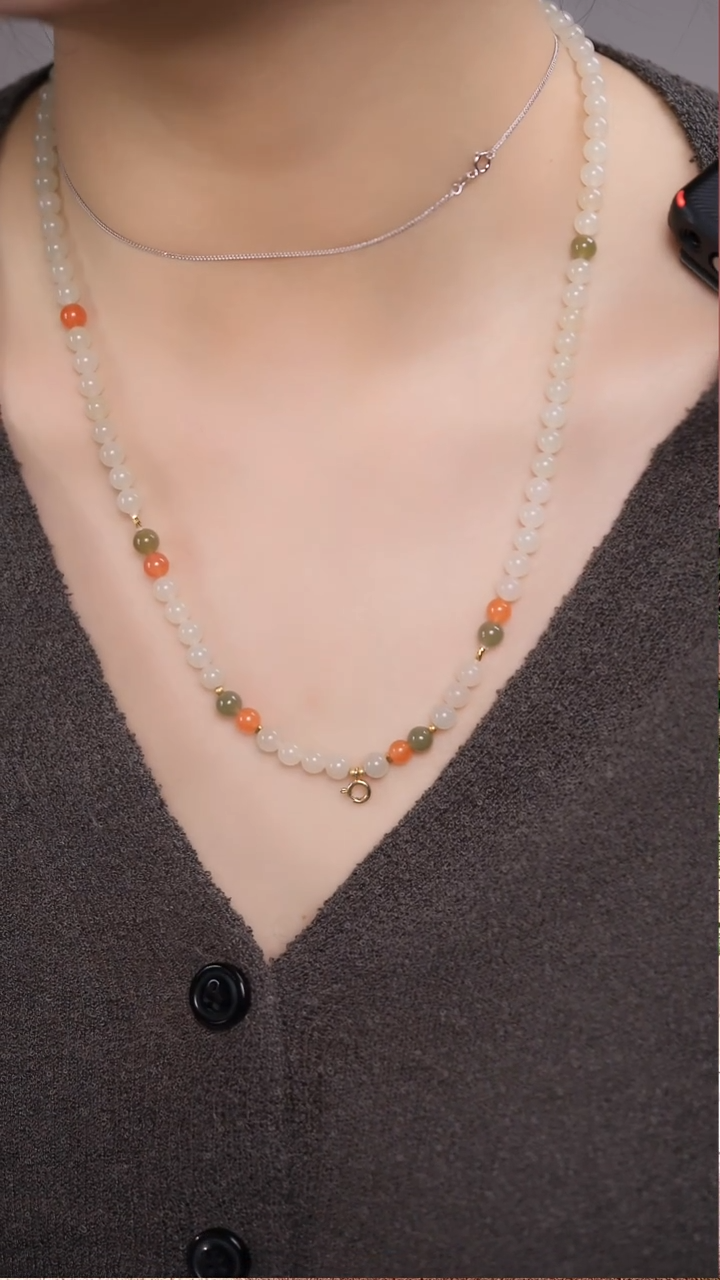 【闪购商品】和田玉银S925镀金镶嵌颈饰和田玉百搭链