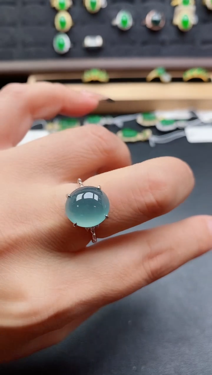 银S925镶嵌戒指翡翠1