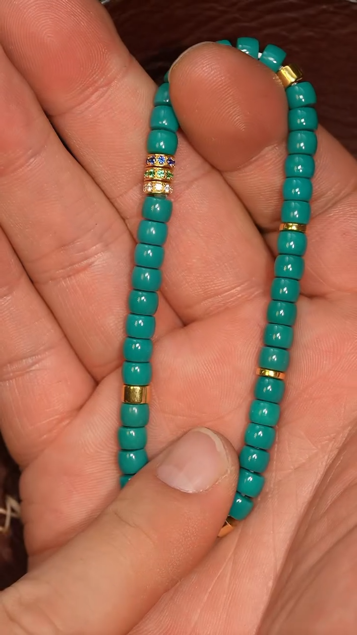 未镶嵌绿松石套链冲赛康胡子哥，DIY一107
