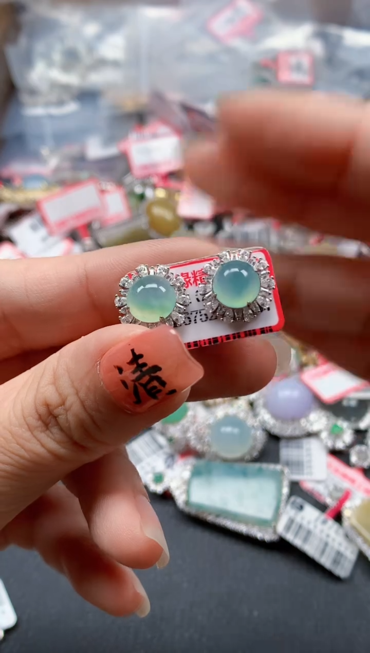 银S925镶嵌戒指翡翠天然A货缅甸翡翠