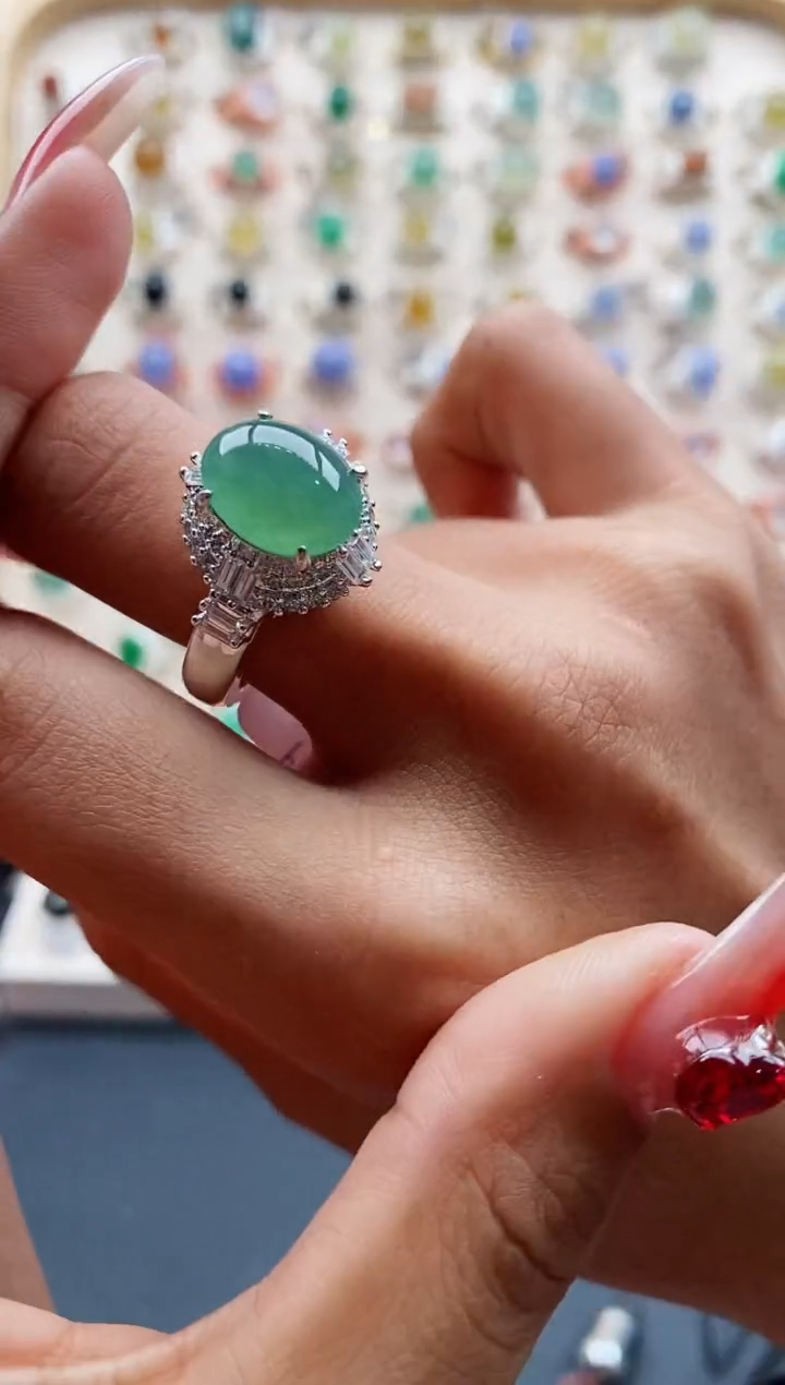 【闪购商品】翡翠戒指未镶嵌缅甸天然A货翡翠333 5+10