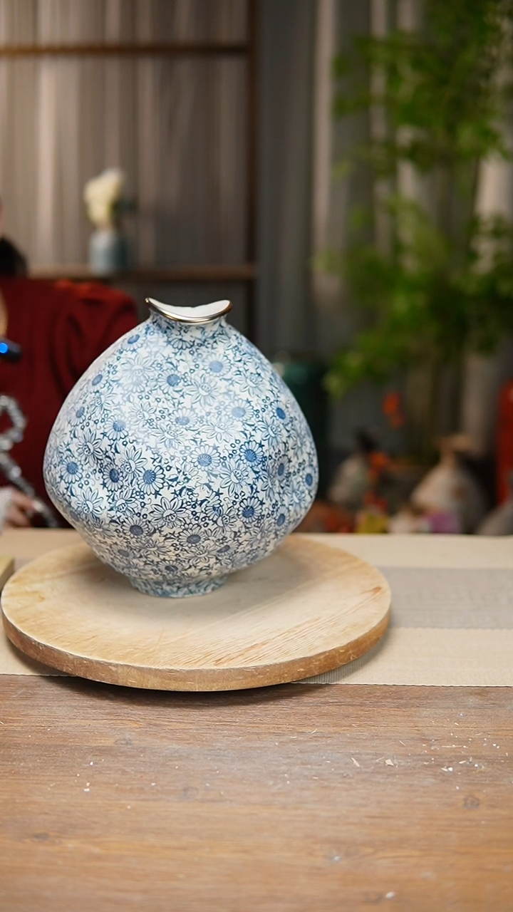 【闪购商品】陶瓷 花器青花瓷向日葵大肚