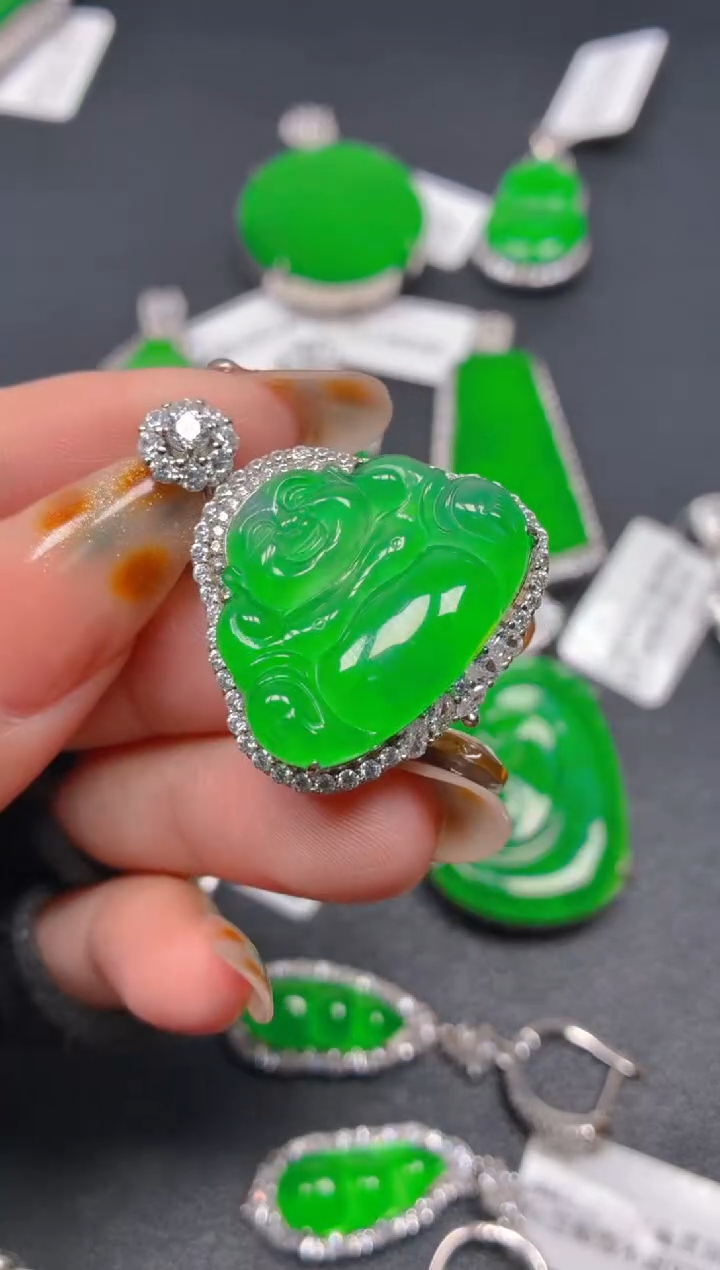 吊坠(不含链)银S925镶嵌翡翠1