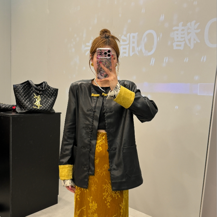 早春新款高级中式复古盘扣皮衣时尚圆领中国风皮衣女小众百搭7997