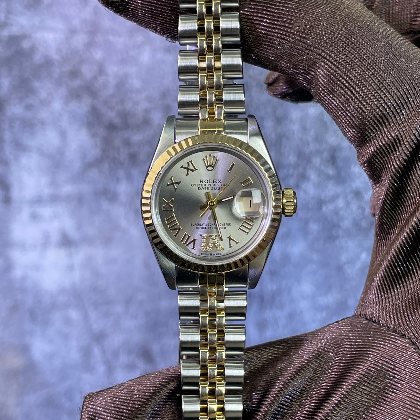 99新 Rolex/劳力士 日志女表-自动机械-灰罗马牙圈-26mm