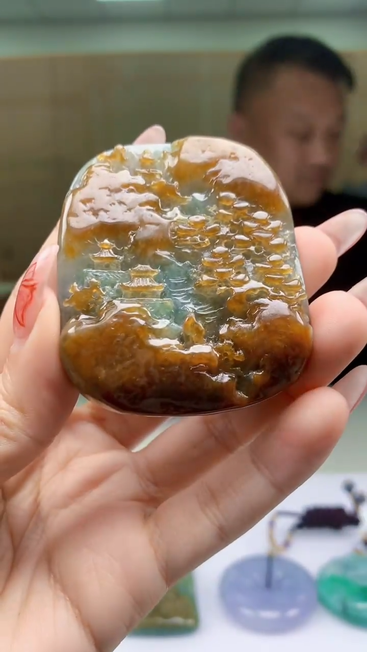 【闪购商品】定制翡翠未镶嵌4969ty-毛货挂件80