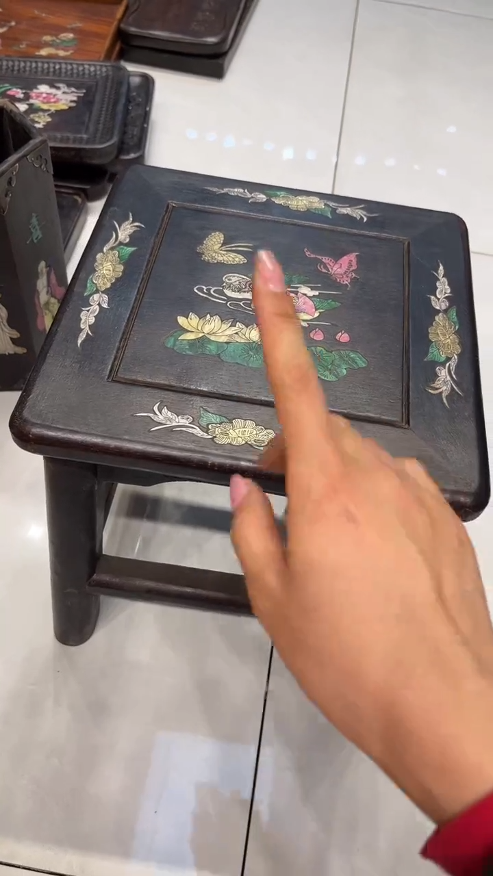 【闪购商品】贡木四个鸳鸯戏水螺钿富贵凳