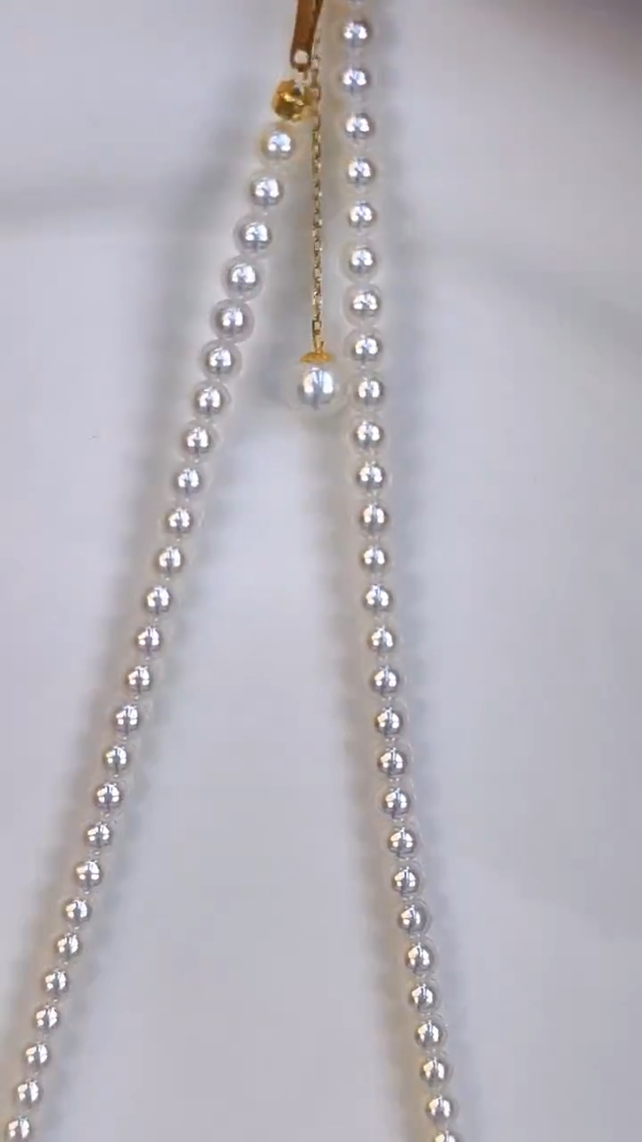 淡水珍珠18K金镶嵌项链3。5-4