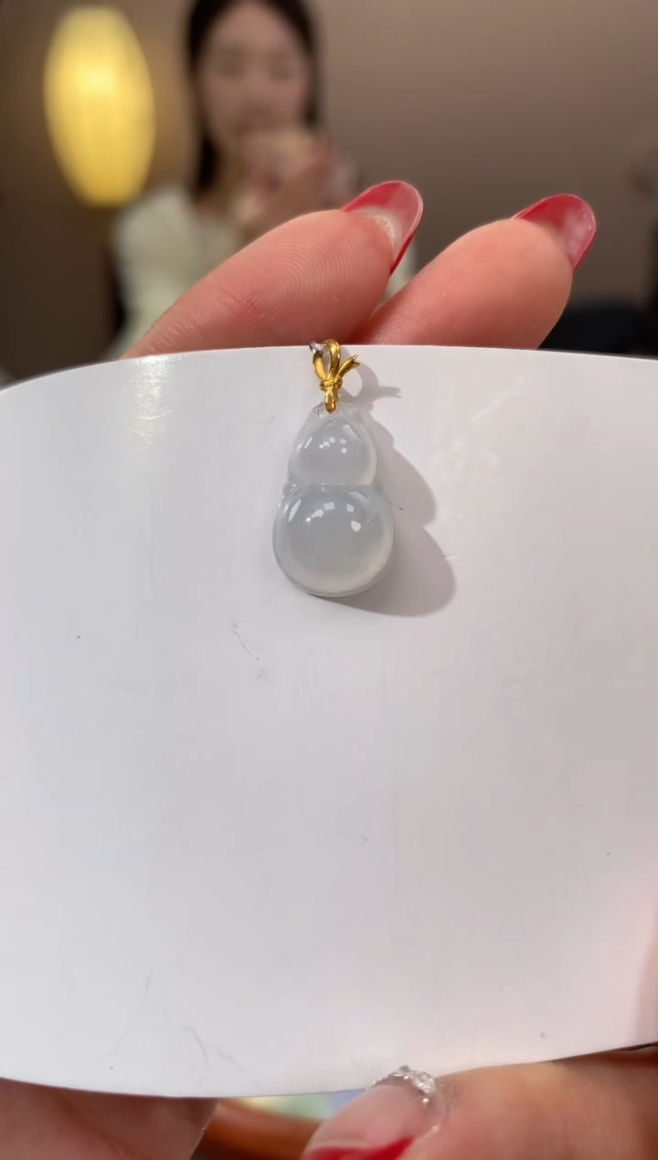 【闪购商品】翡翠颈饰18K金镶嵌天然缅甸a货翡翠