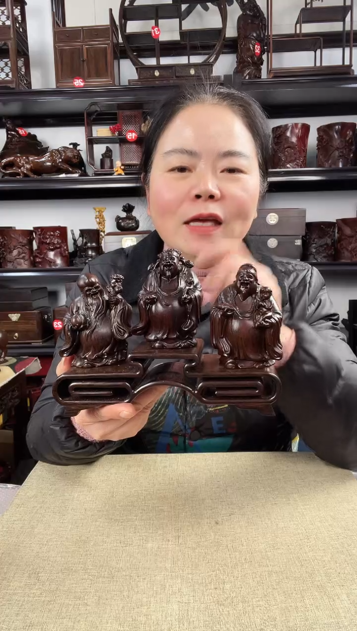 木三连+福禄寿老李红木工艺品