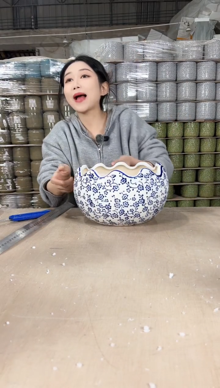 【闪购商品】陶瓷蛋壳白青花瓷大号25x17