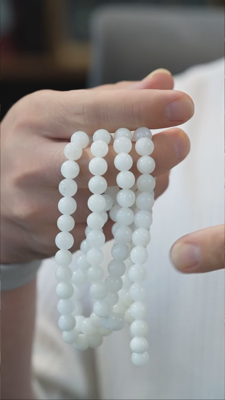 和田玉未镶嵌颈饰108粒