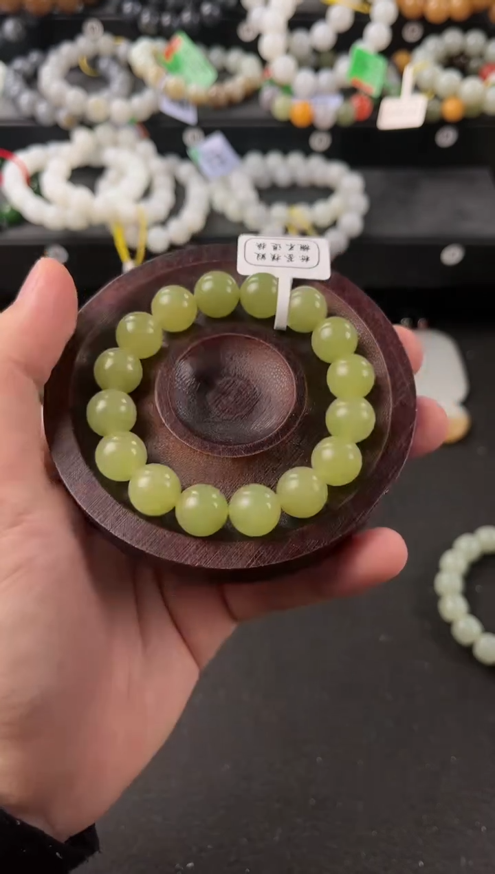 【闪购商品】和田玉手串未镶嵌若羌青黄口手串卡12微色差
