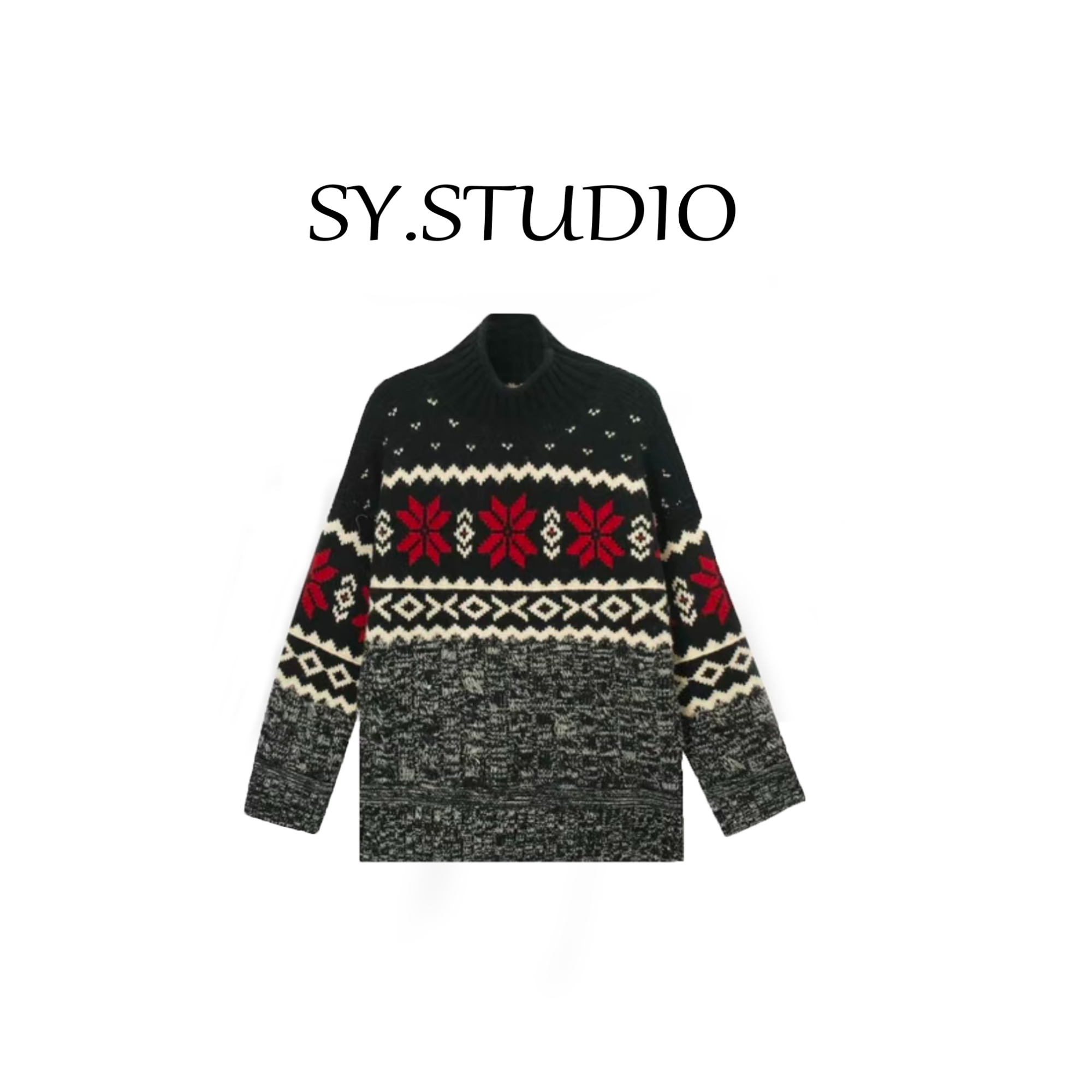 SENYU【雪花系列】100%进口超细澳毛半高领长袖上衣