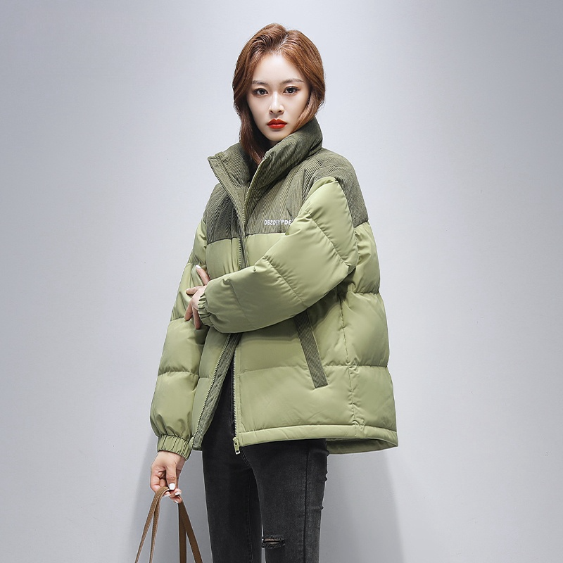 新款灯芯棉服春秋季男女同款立领宽松显瘦拼接百搭保暖外套