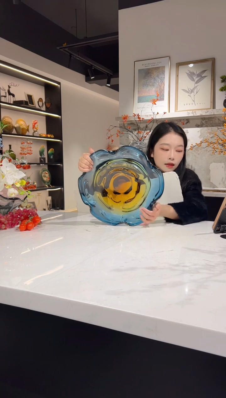 【闪购商品】琉璃蓝色渐变果盘