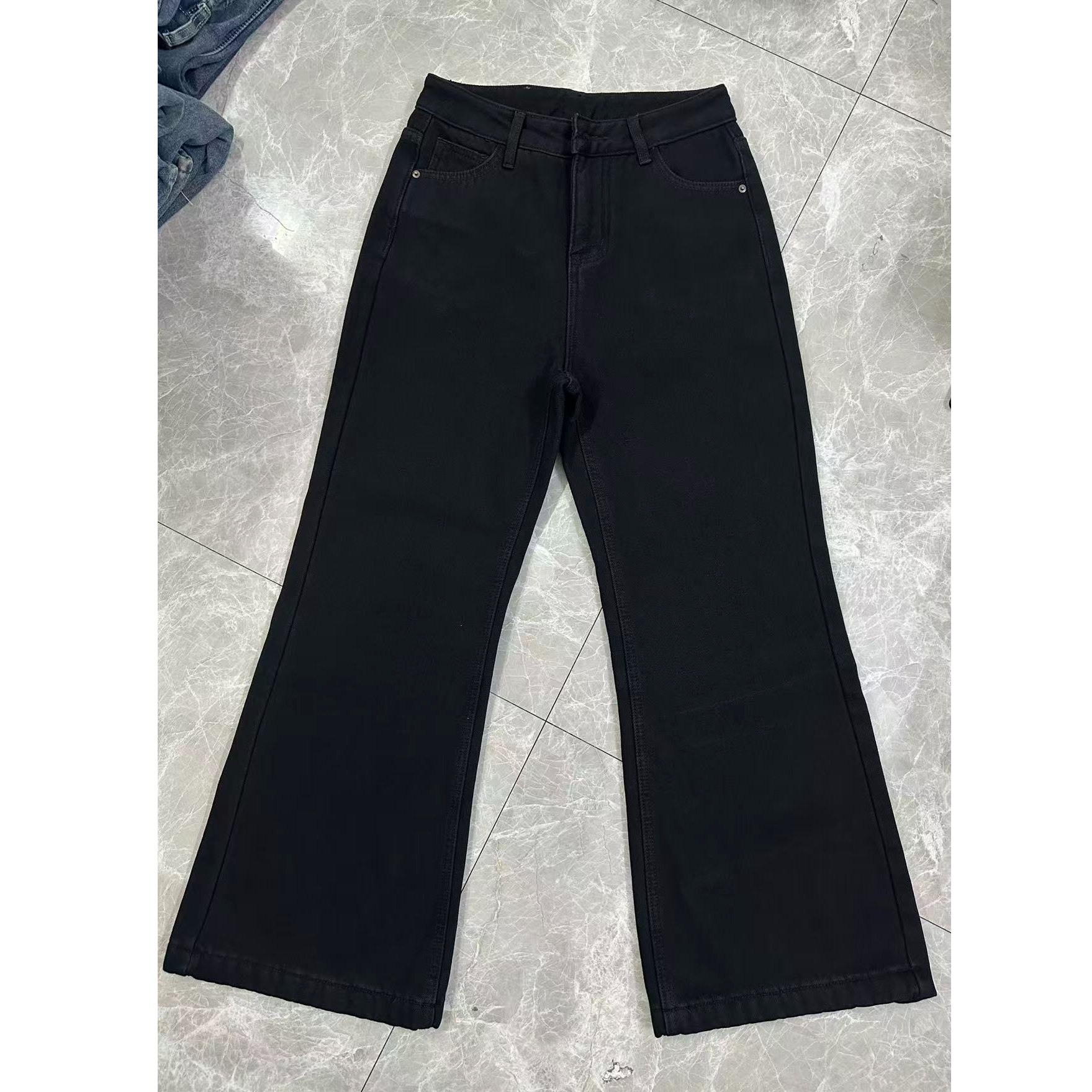 赫本黑不贴腿喇叭默认瑕疵介意勿拍牛仔长裤女百搭显瘦复古高腰