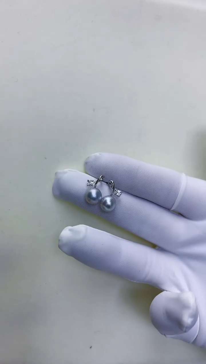 【闪购商品】海水珍珠饰品银S925镶嵌真多麻色樱桃耳钉