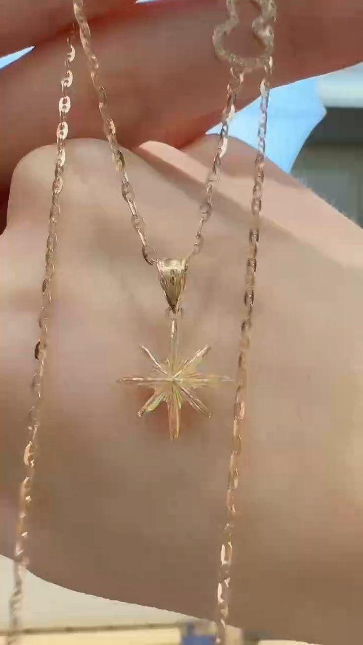 18K金吊坠(不含链)18K金八芒星吊坠