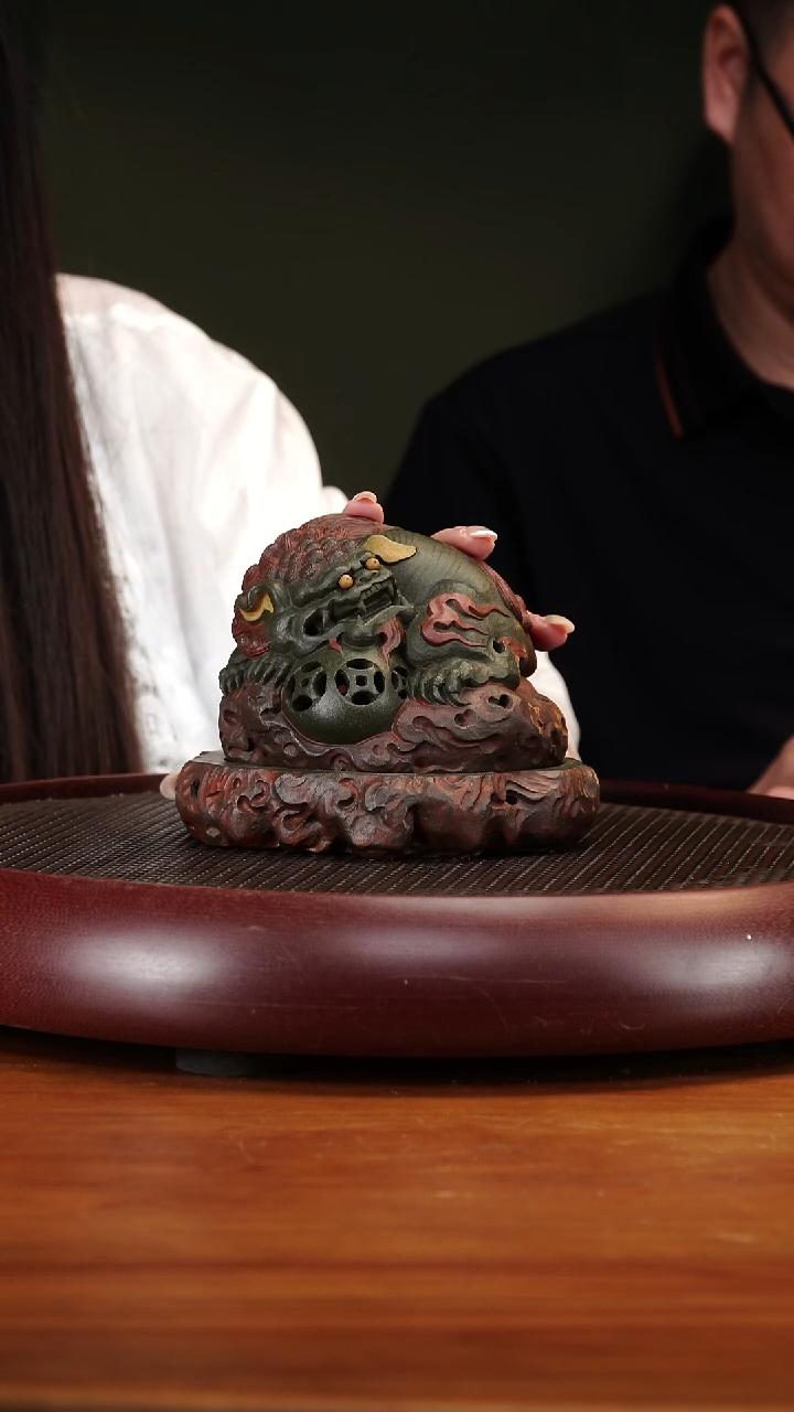 茶壶紫砂83GSB吉狮纳福香炉 老青段