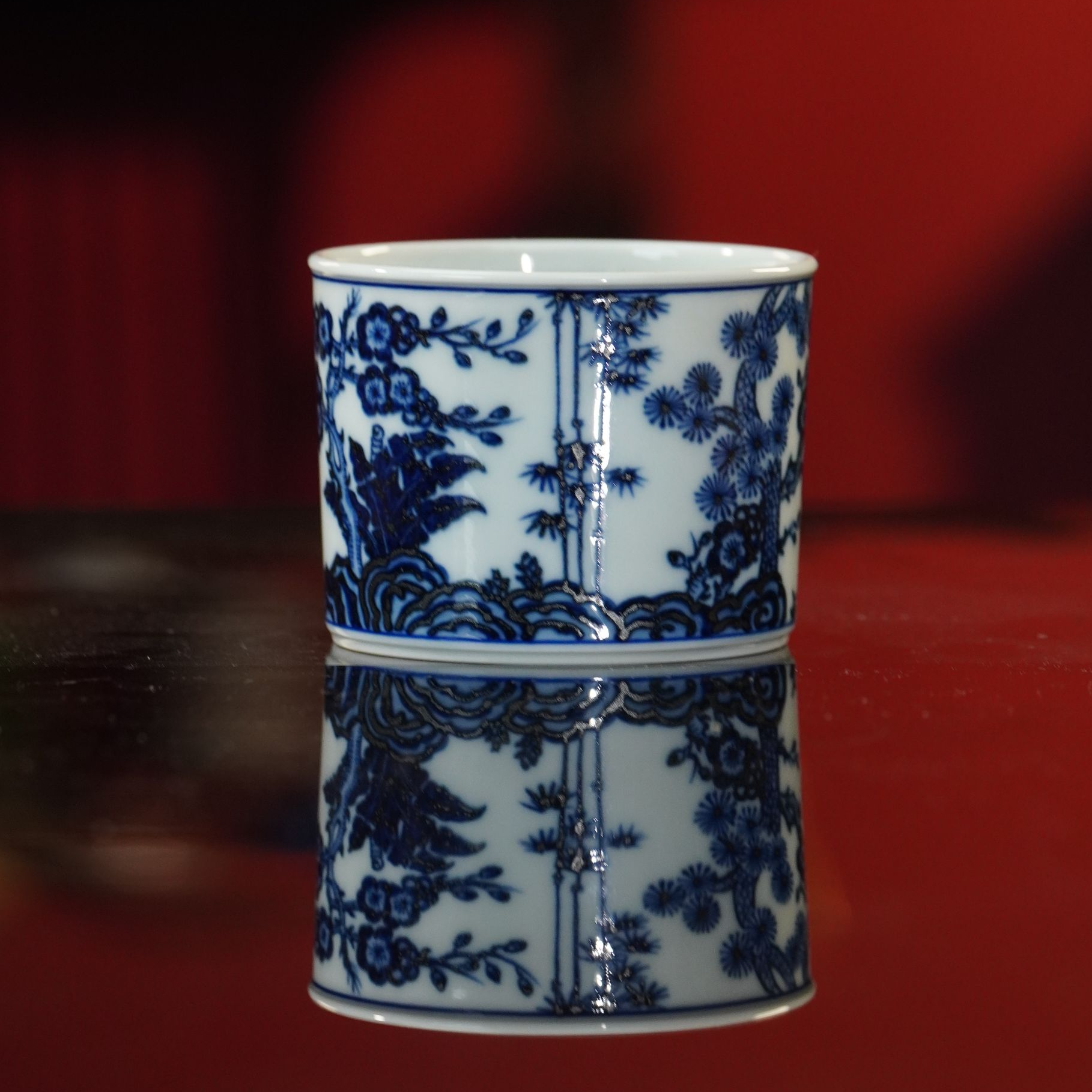 良朋柴窑  松竹梅岁寒三友小直筒