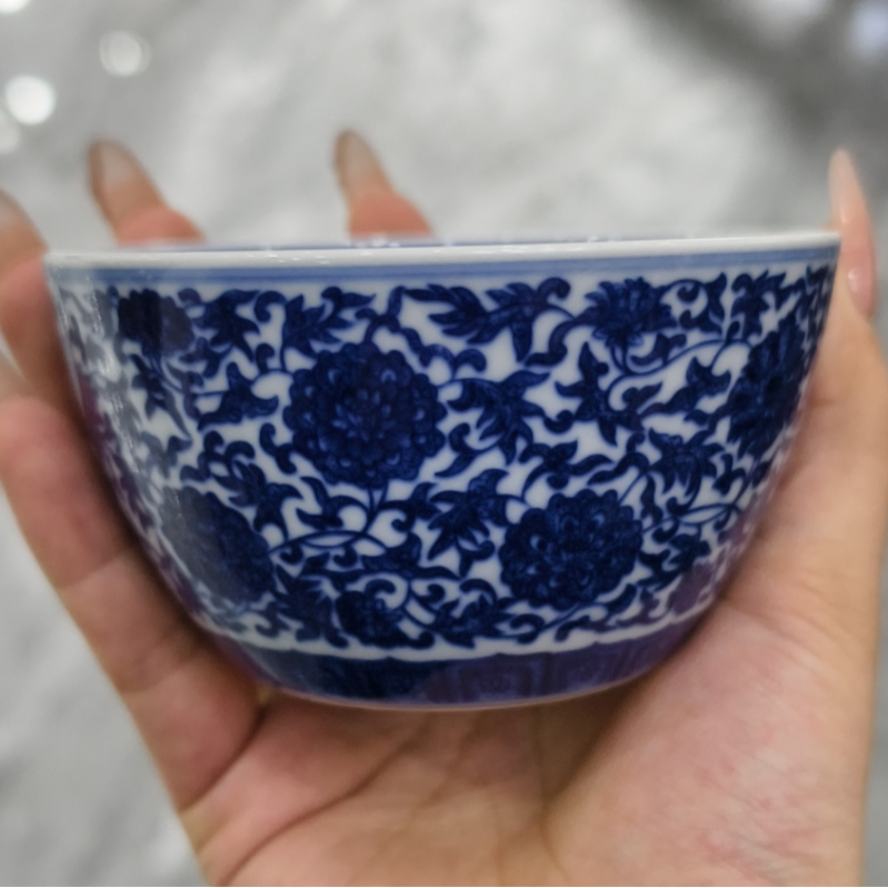 【栗子严选】陶青醉青花缠枝莲大缸杯tqz9