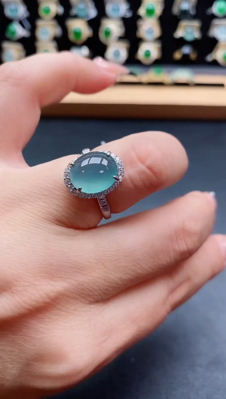 银S925镶嵌戒指翡翠1