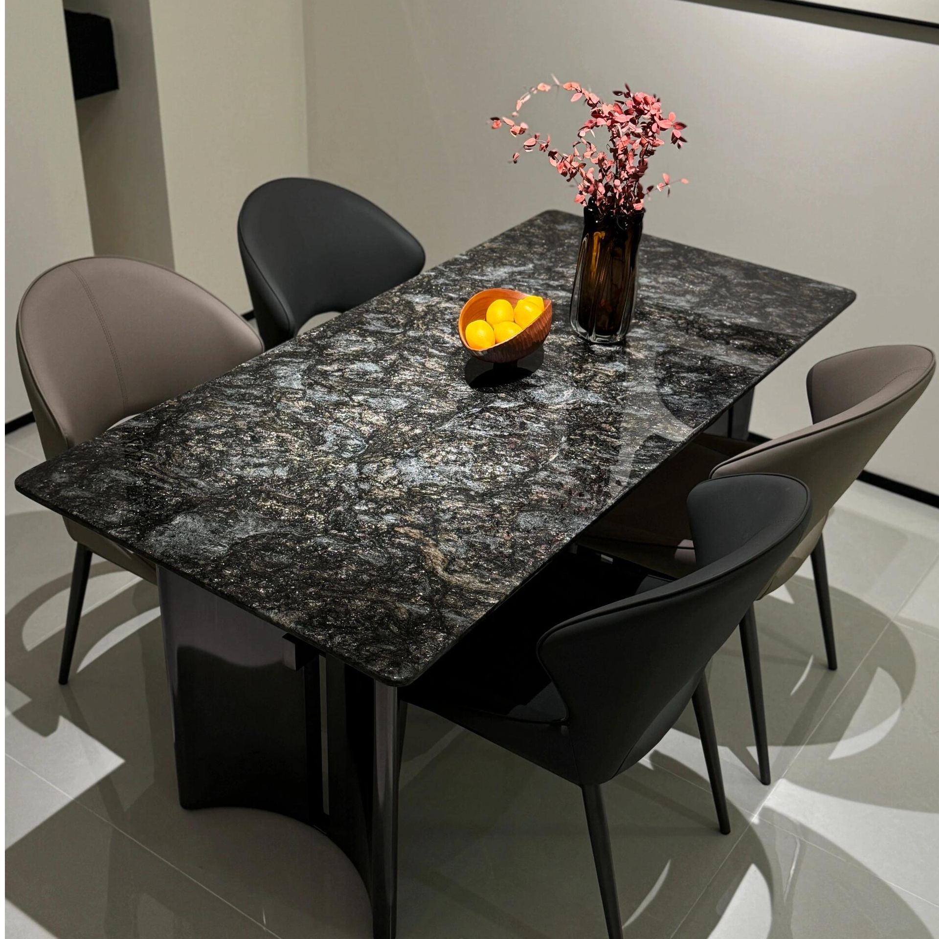 【粤昇奢石】铂金钻奢石餐桌轻奢意式现代别墅家用饭桌奢石轻奢餐桌