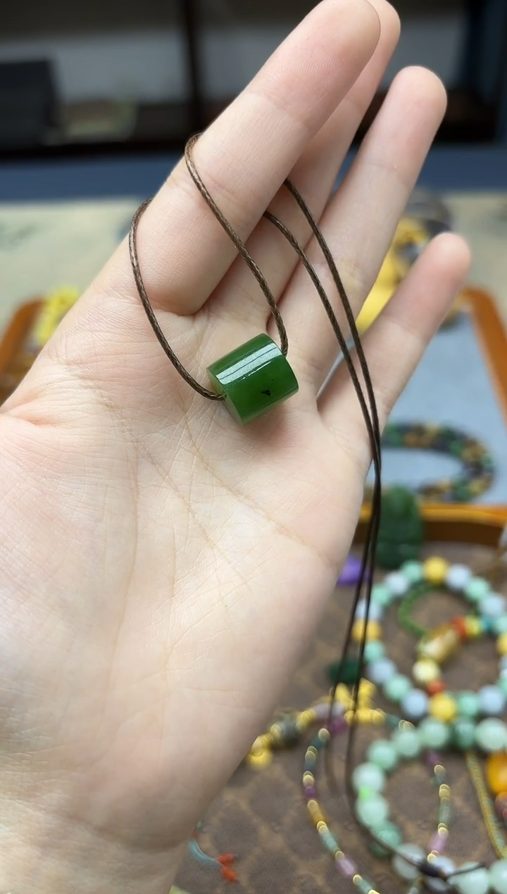 颈饰未镶嵌和田玉和田玉桶珠吊坠ZX