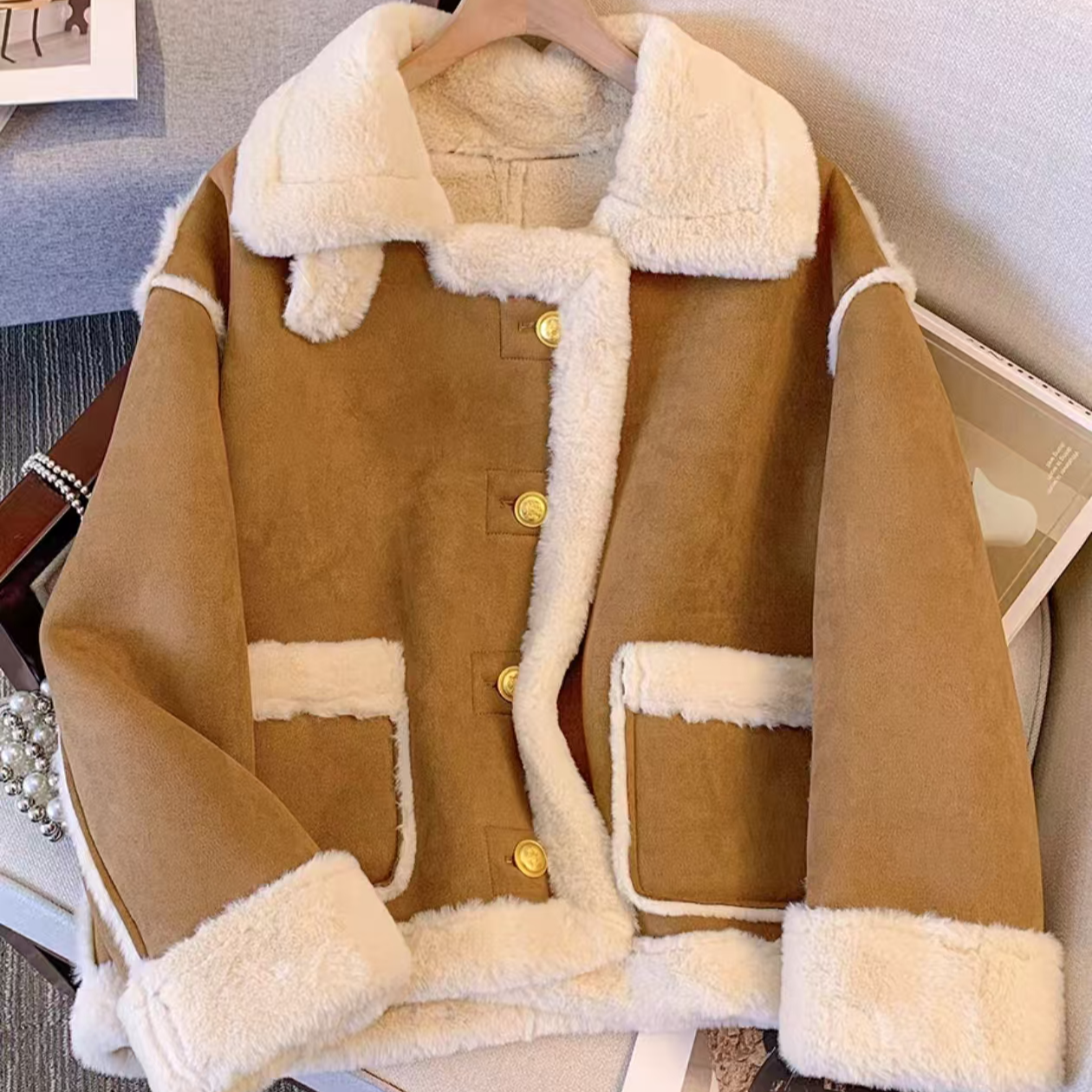 431-440 懂姐家2025秋冬宽松女休闲百搭加厚短款牛仔外套短外套