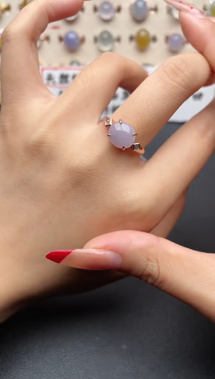 【闪购商品】翡翠戒指银S925镶嵌一物一证一礼盒