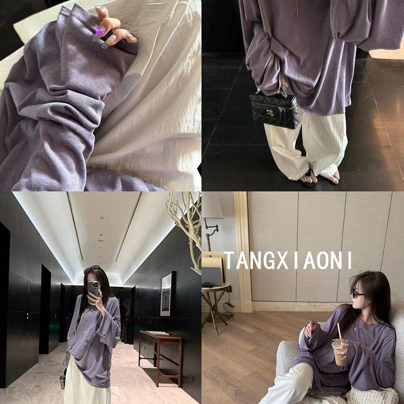 3店【秋日雾霾紫】慵懒大针织上衣