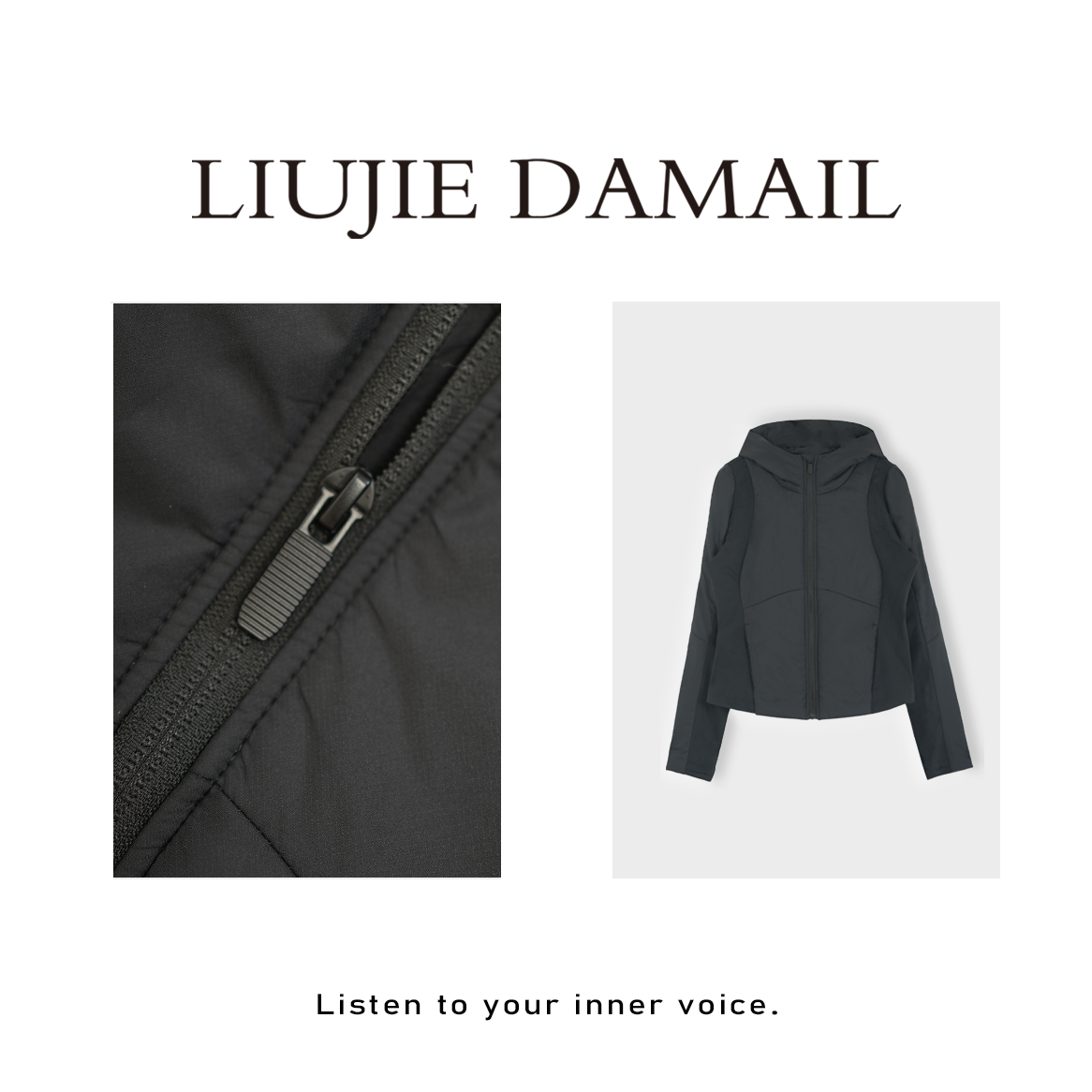 lu+夹棉/liujie/外套/高定/百搭/极简/秋冬/轻便款/连帽夹棉外套