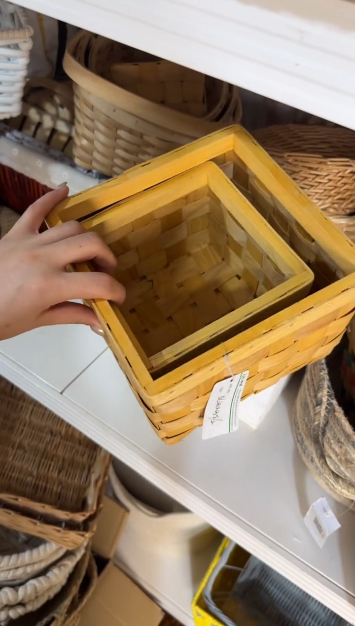 @*亮微瑕捡漏 水杉木正方形套二筐