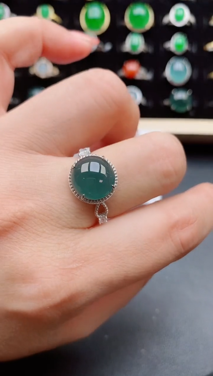 【闪购商品】翡翠戒指银S925镶嵌12121