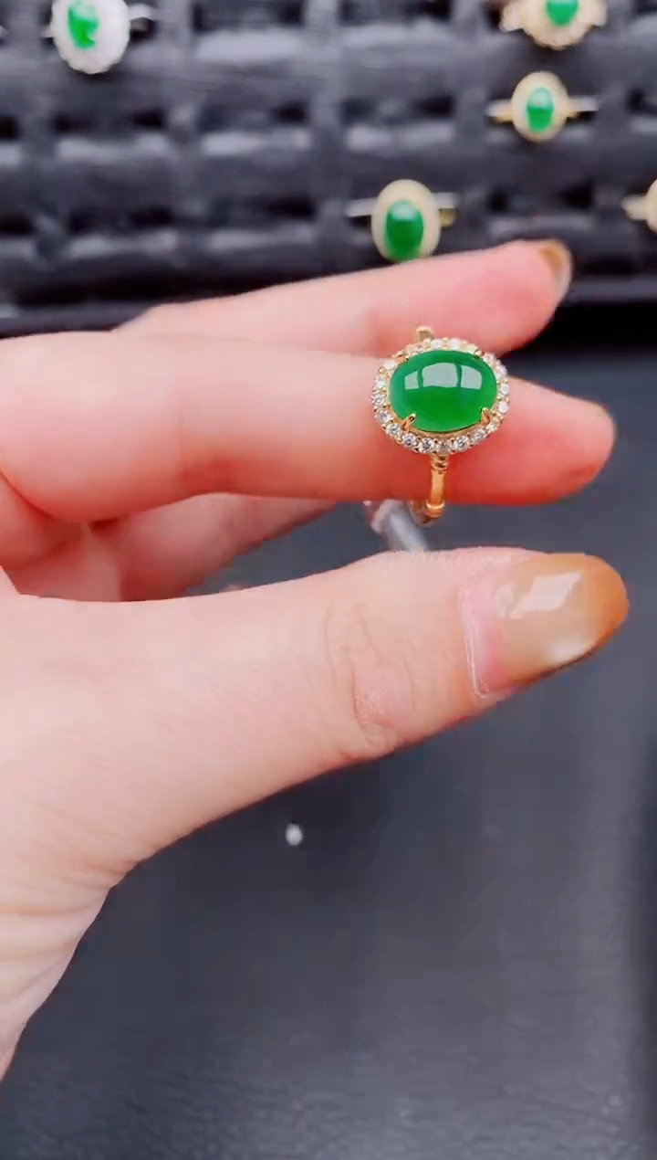 【闪购商品】翡翠戒指银S925镶嵌天然a货翡翠308