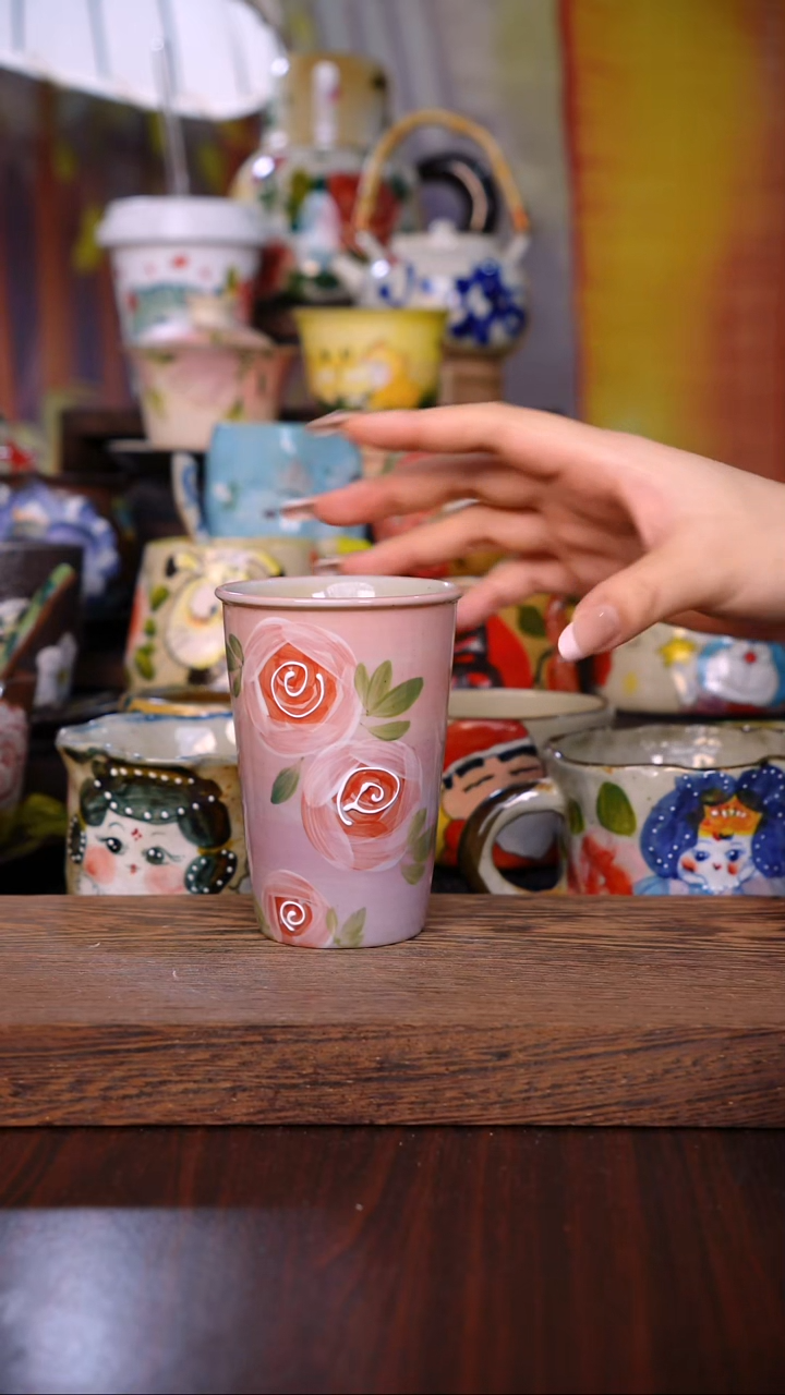 杯子陶泥垚手作 景德镇手工手绘陶瓷器物