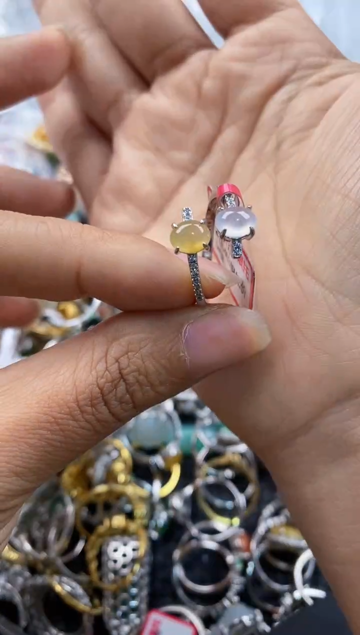 银S925镶嵌戒指翡翠777---7