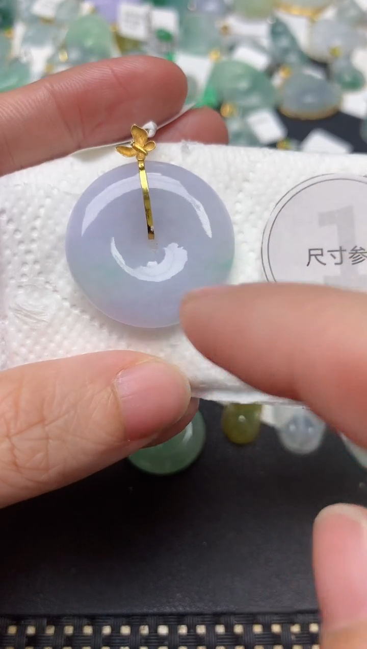 颈饰18K金镶嵌翡翠天然缅甸A货翡翠