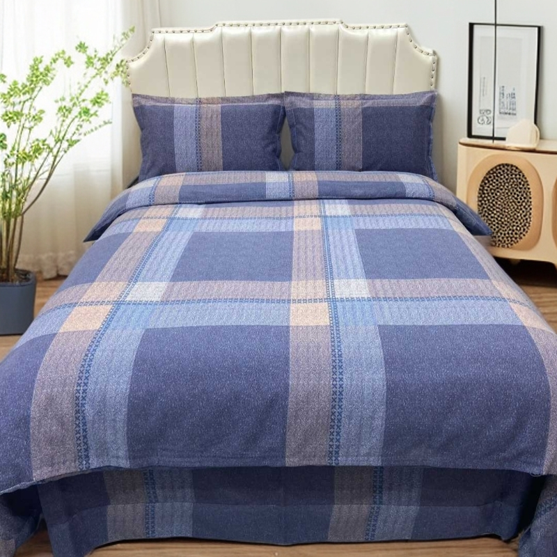 新款纯棉四件套斜纹亲肤加厚全棉磨毛单双人简约印花保暖床品套件