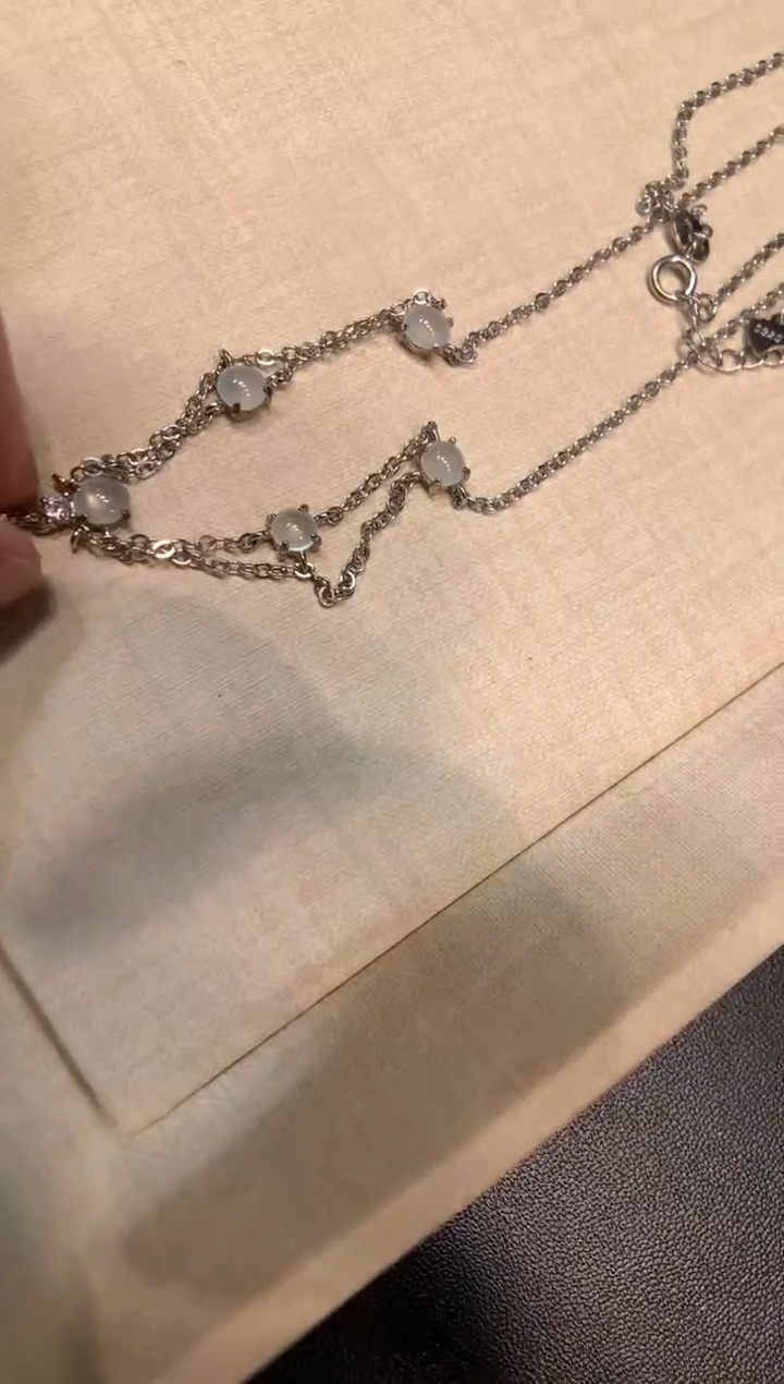 颈饰银S925镶嵌翡翠套链