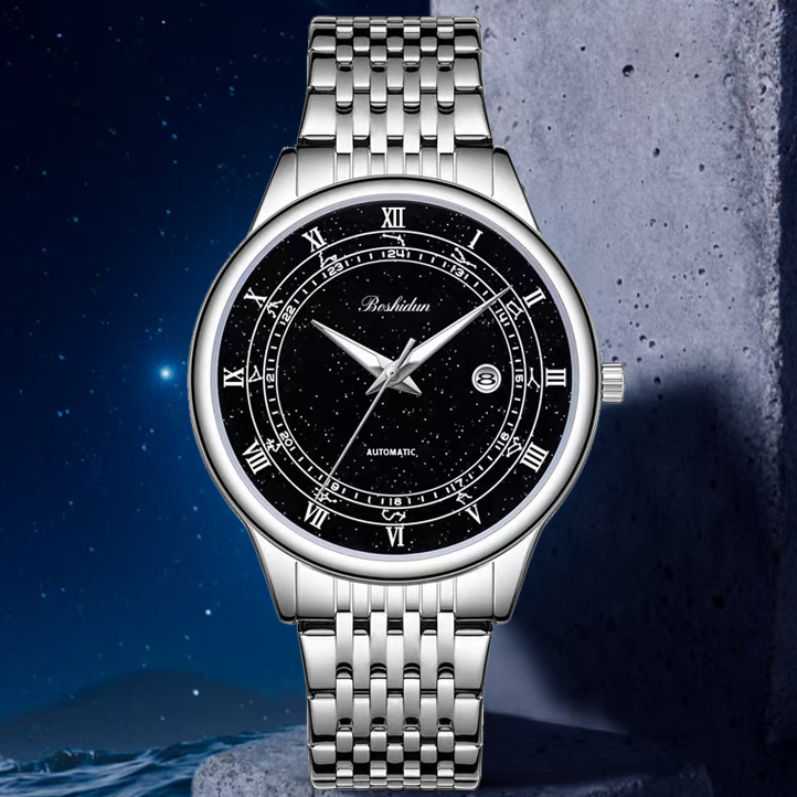 新品上市暗夜星辰日历强夜光星空防水男士手表9126G专属-1