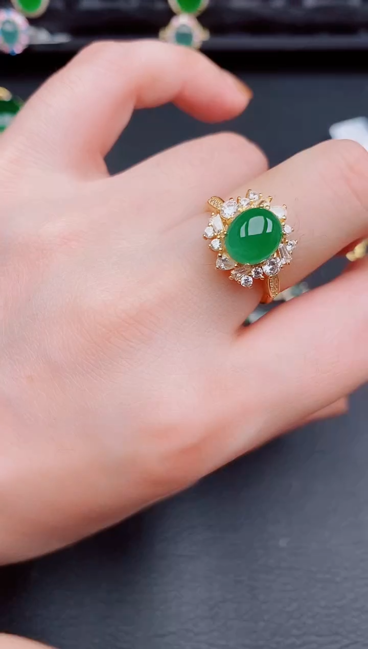 【闪购商品】翡翠戒指银S925镶嵌天然a货翡翠272