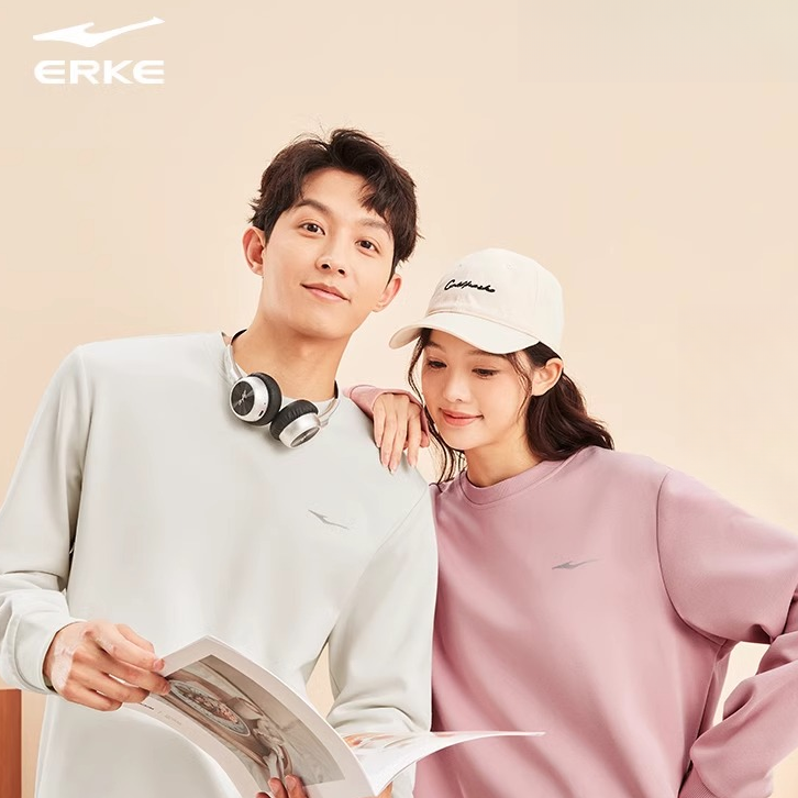 鸿星尔克卫衣男2024冬季男士运动圆领套头衫长袖加绒保暖上衣男装