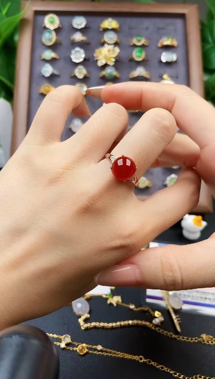 银S925镶嵌戒指玛瑙/玉髓12