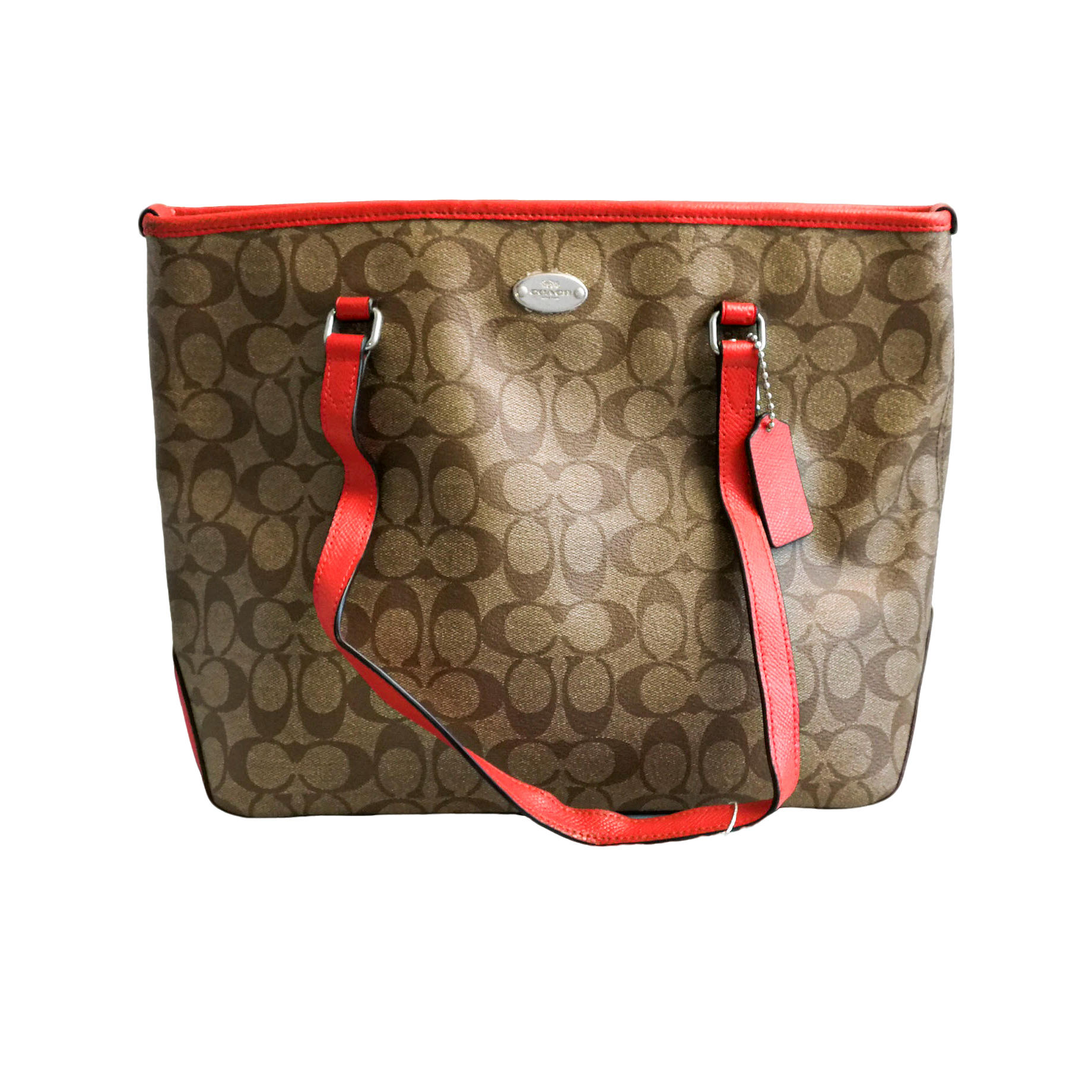 95新  coach 棕老花红边单肩包 032958