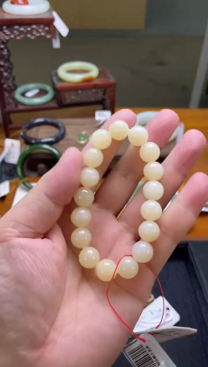 未镶嵌手串和田玉卡12青海野牛沟带糖 圆珠 