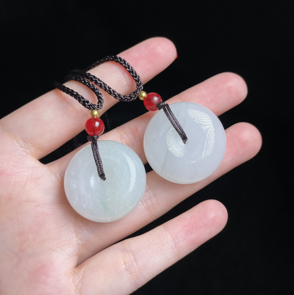 【玉总专属】金丝玉微翠平安扣吊坠多样性发一B040525