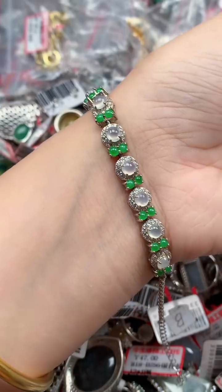 银S925镶嵌戒指翡翠天然A货缅甸翡翠