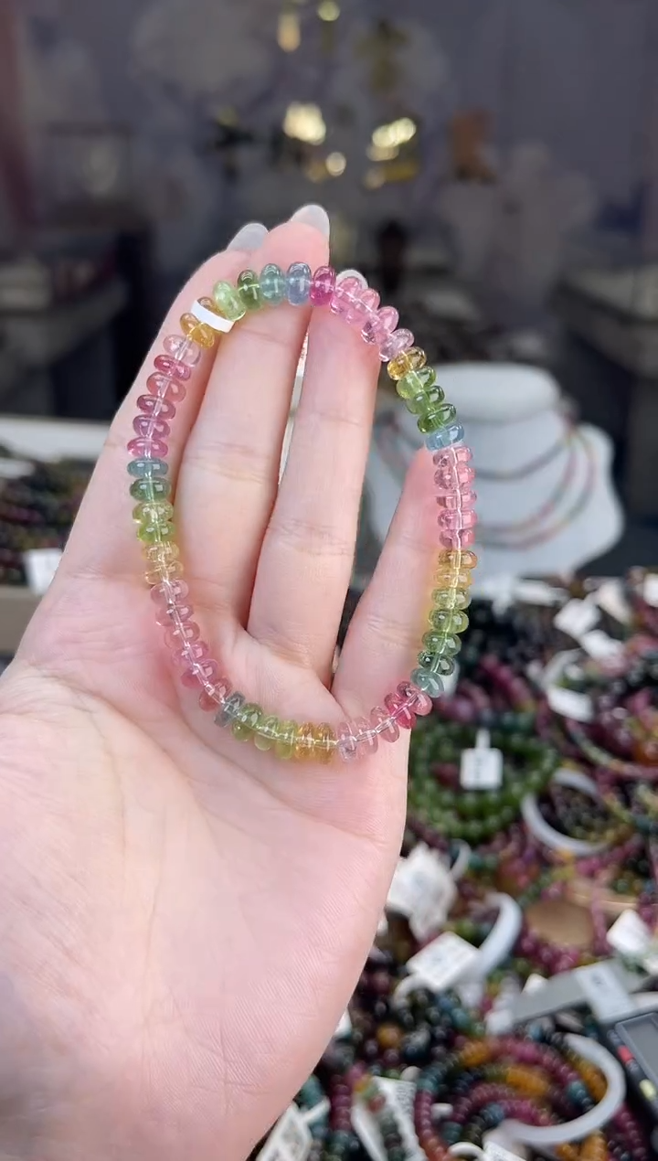 【闪购商品】/未镶嵌碧玺碧玺算盘叠珠多样性发货